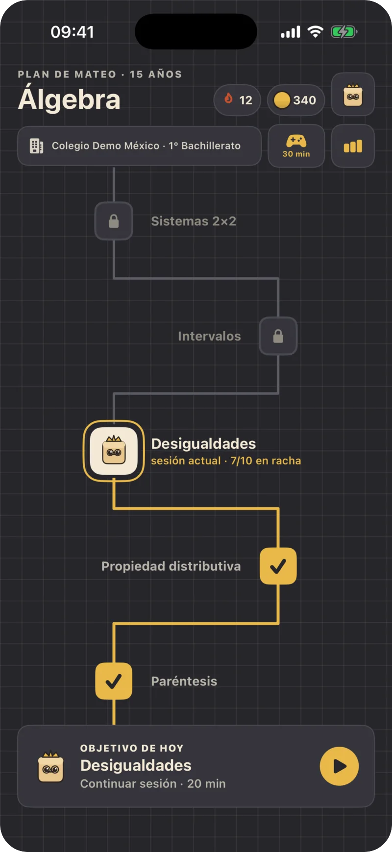 Desde 14 años: plan de estudio sobrio con el objetivo de hoy