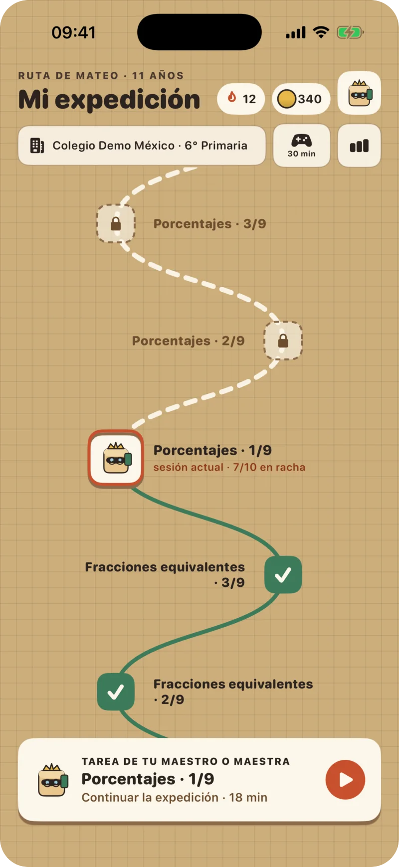 De 10 a 13 años: la expedición con la tarea del maestro o maestra